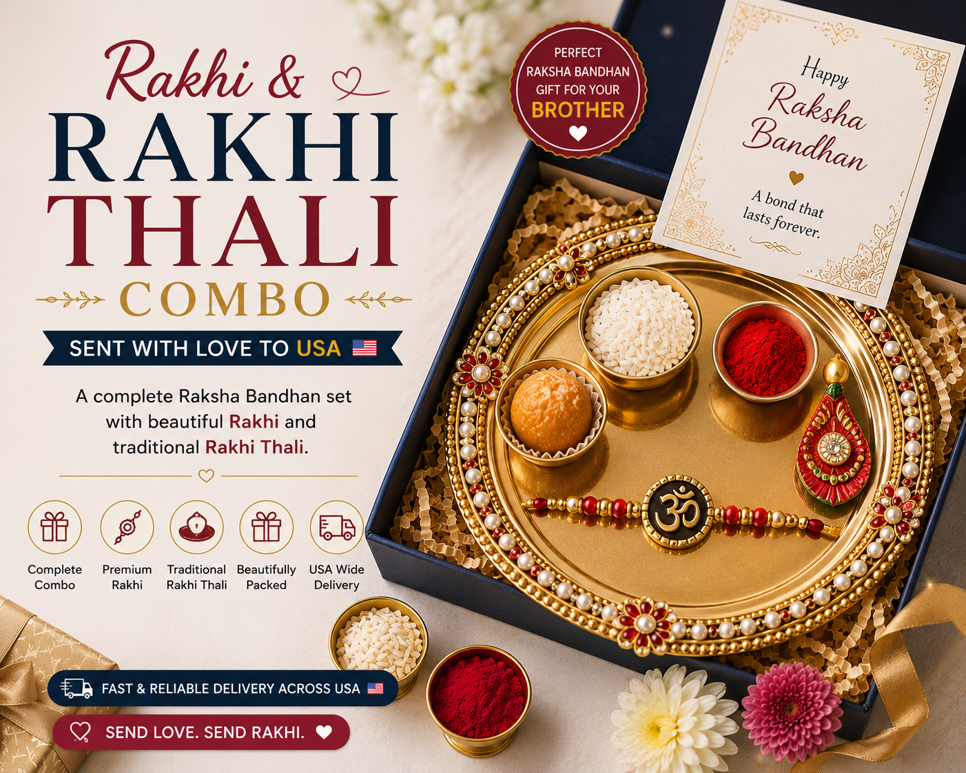 Rakhi and rakhi thali combo usa