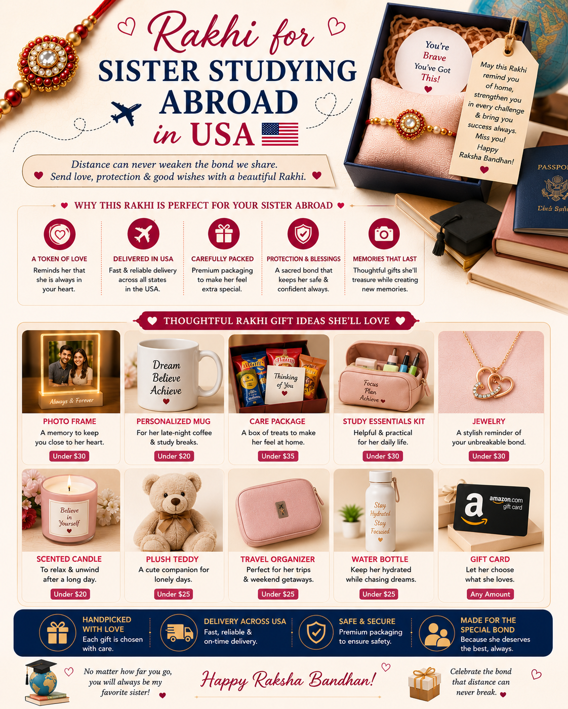 Rakhi for sister studying abroad usa