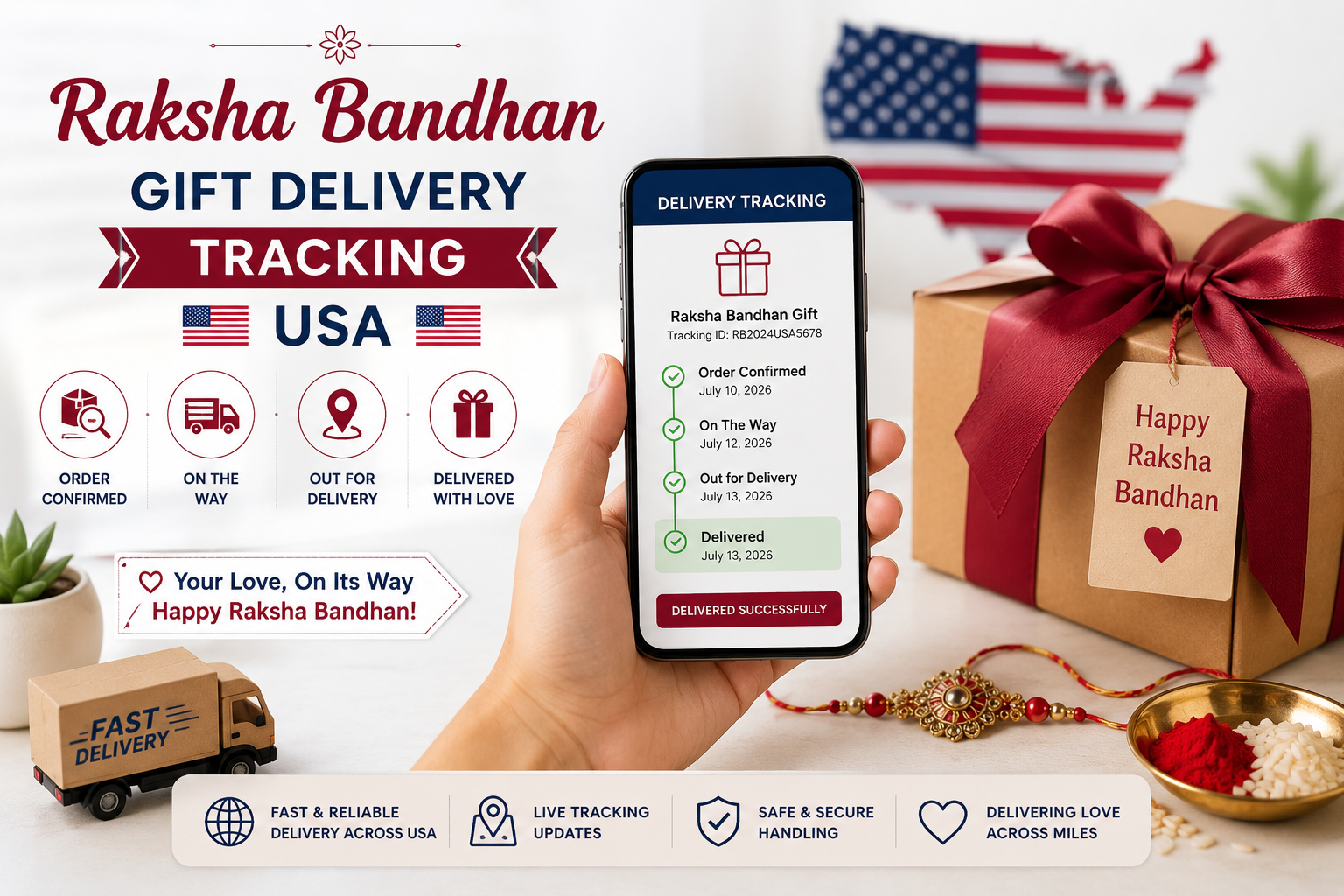 Raksha bandhan gift delivery tracking usa