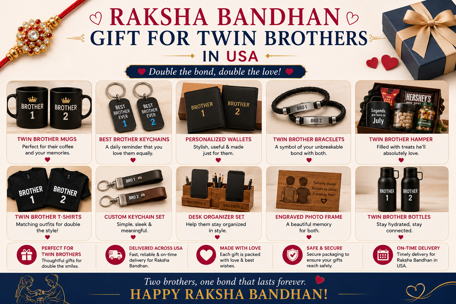 Raksha bandhan gift for twin brother usa