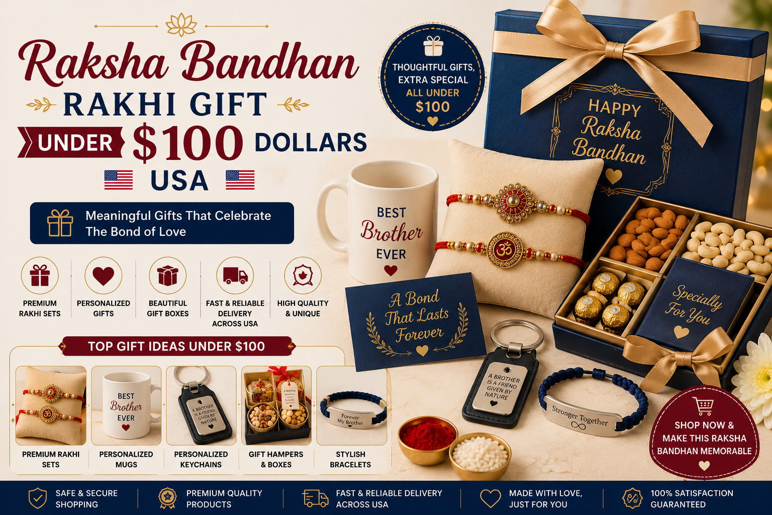 Rakhi gift under 100 dollars usa
