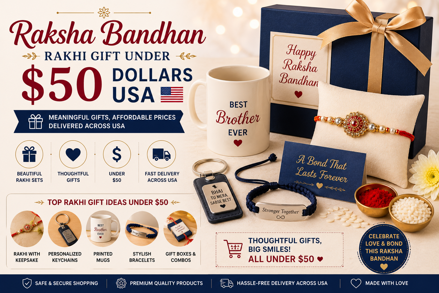 Rakhi gift under 50 dollars usa