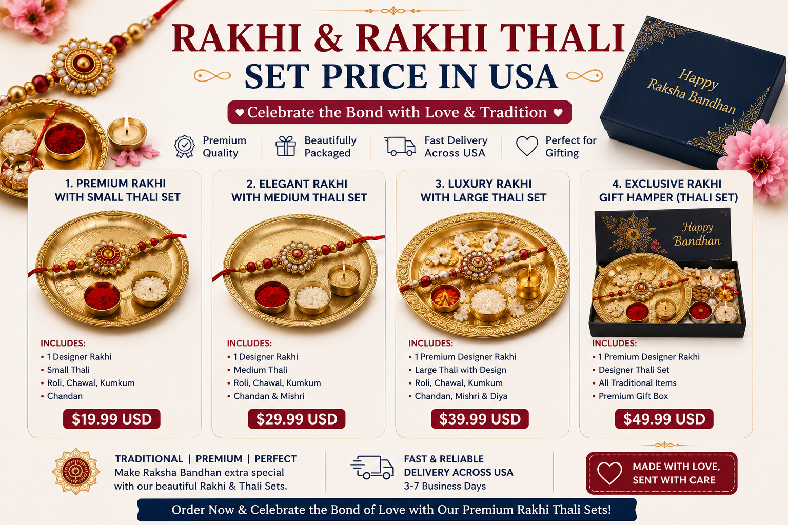 Rakhi and rakhi thali set price usa