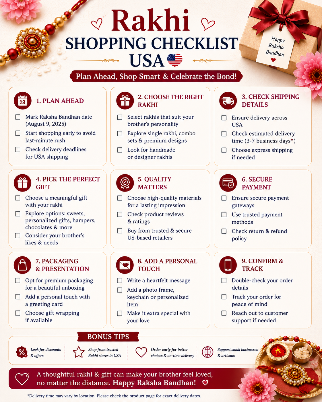 Rakhi shopping checklist usa