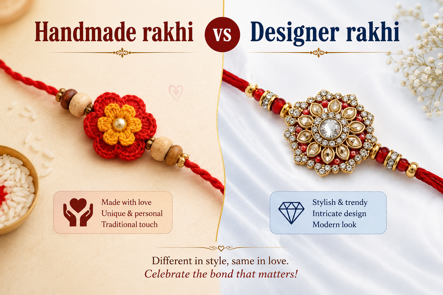 Handmade rakhi vs designer rakhi