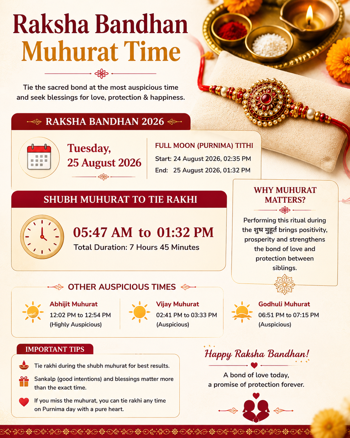 Raksha bandhan muhurat time