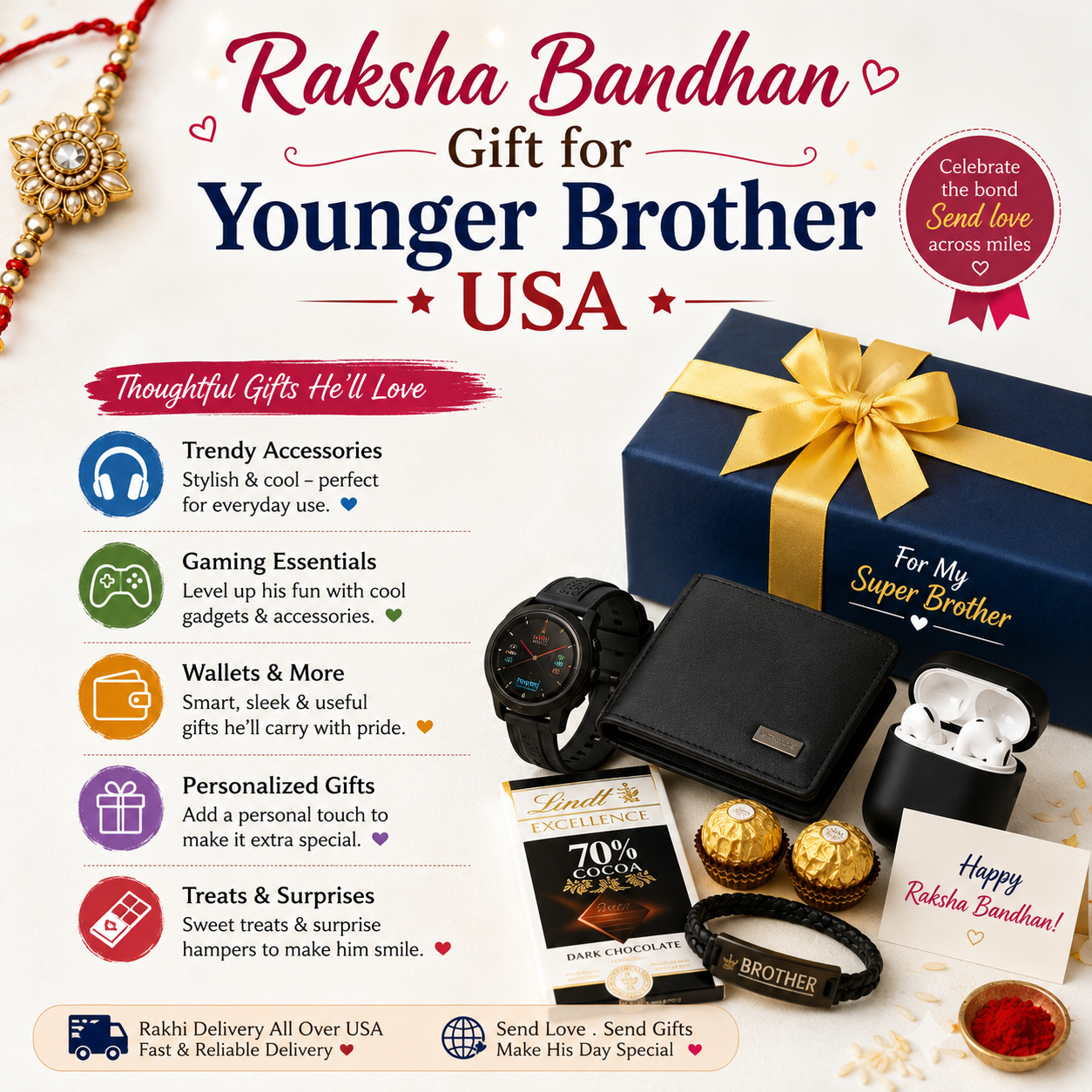 Raksha bandhan gift for younger brother usa