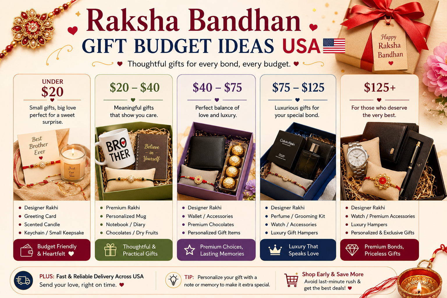 Raksha bandhan gift budget ideas usa
