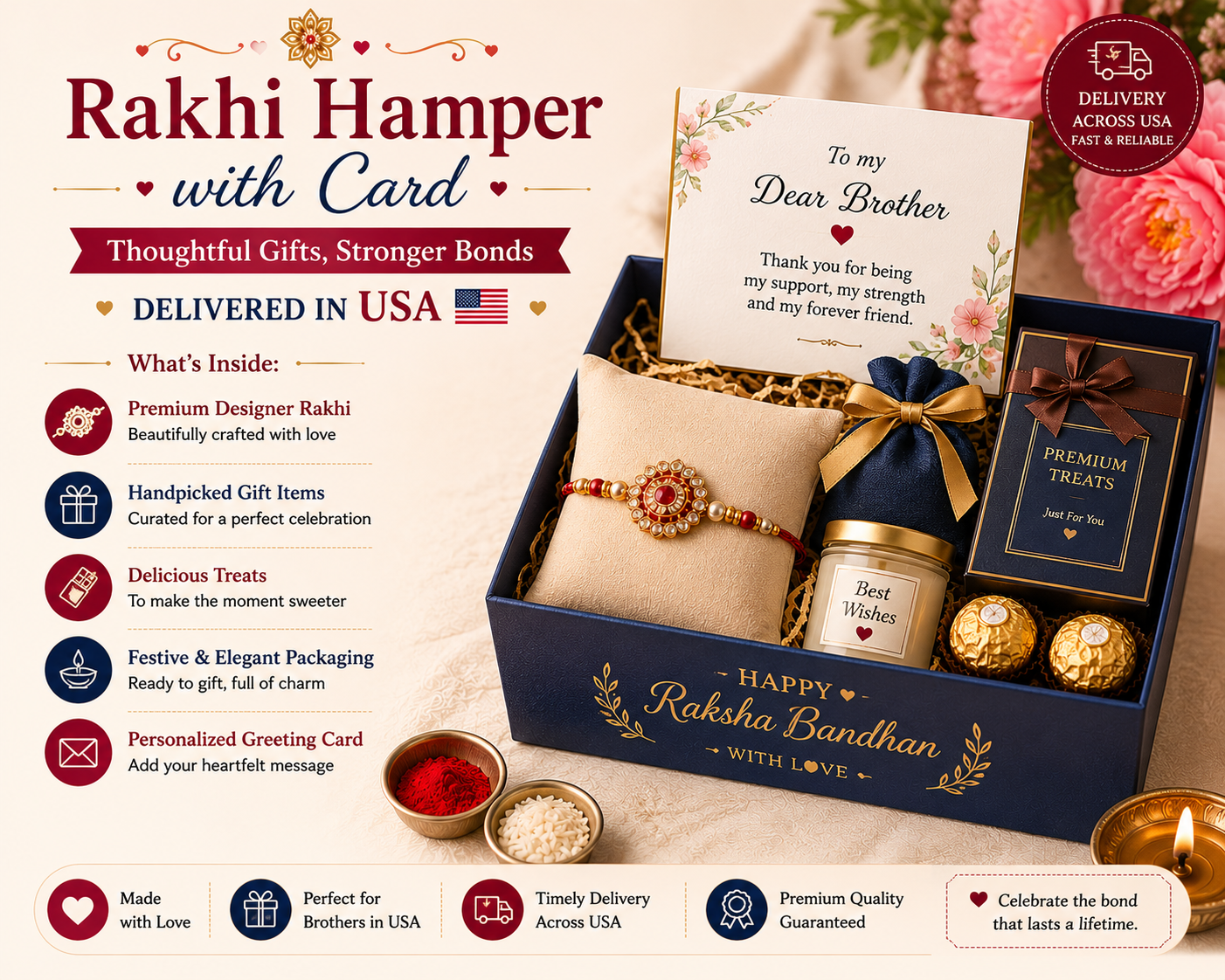 Rakhi hamper with card usa