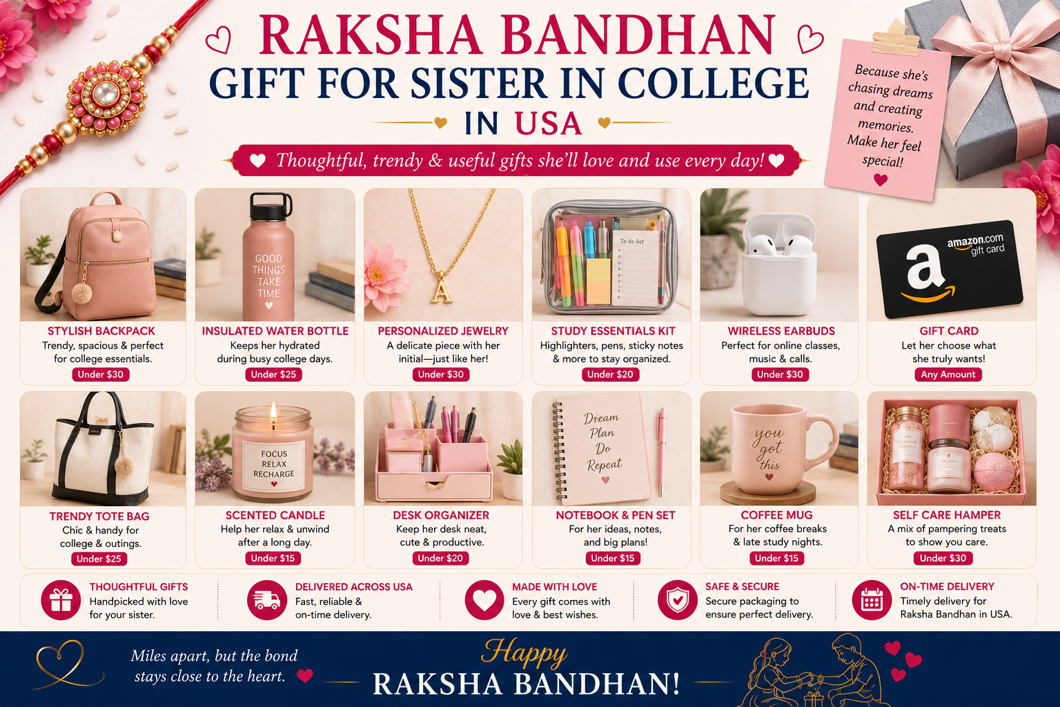 Raksha bandhan gift for sister in college usa