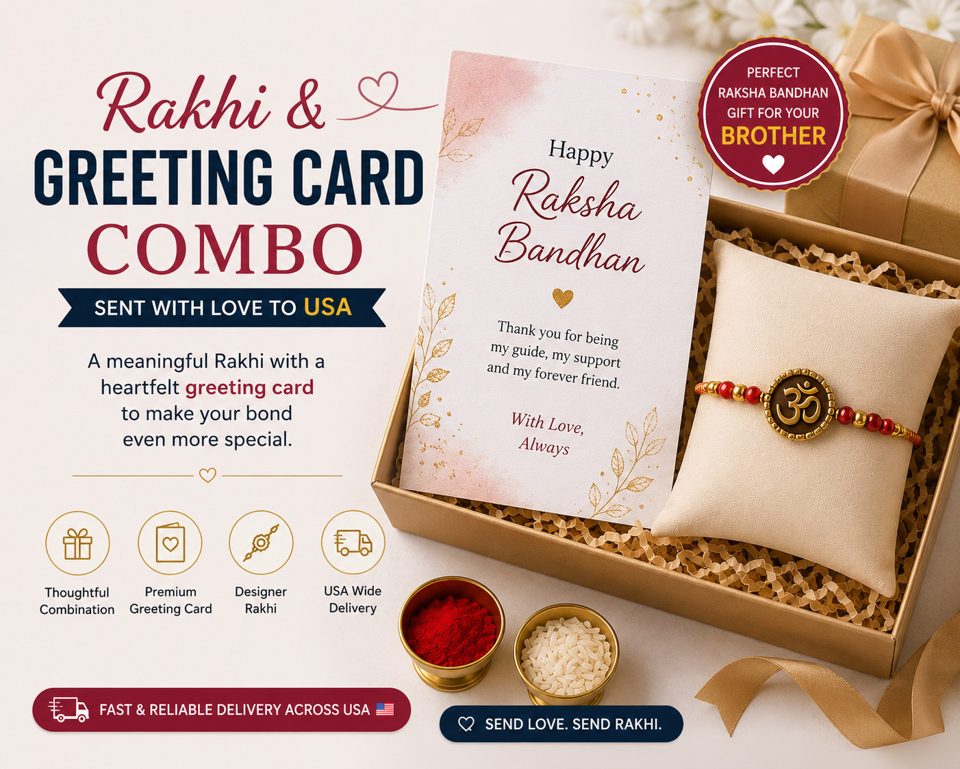 Rakhi and greeting card combo usa