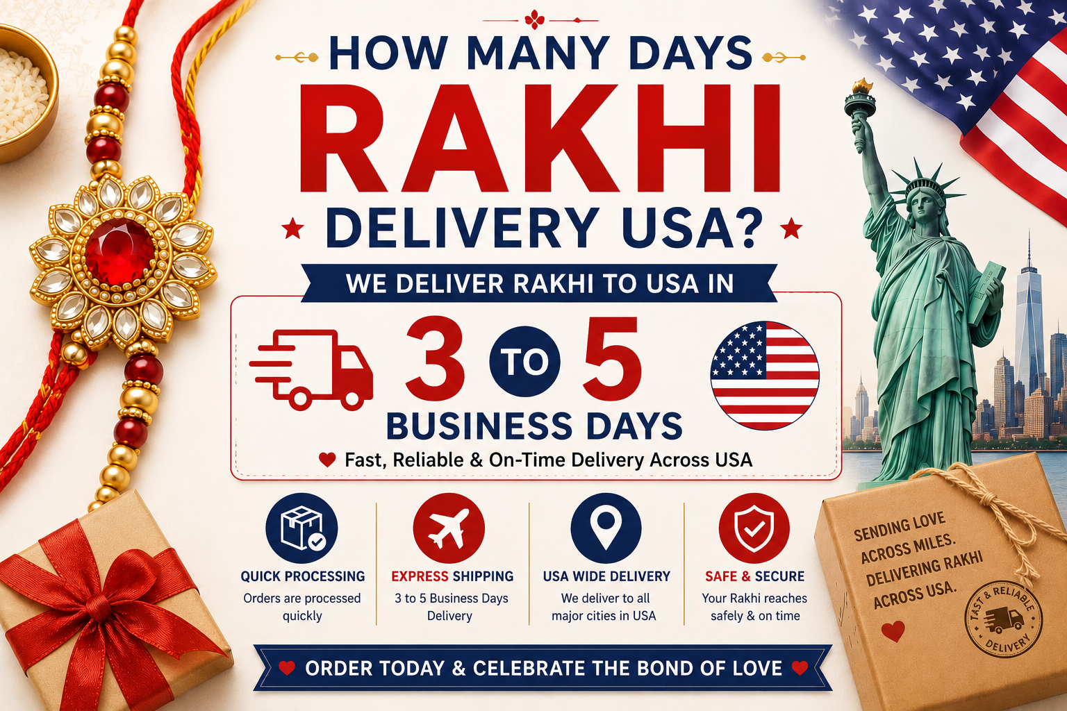How many days rakhi delivery usa