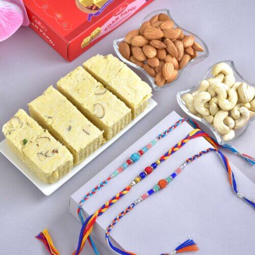 Set of colourfull Rakhi With Hamper — image 1 of 3
