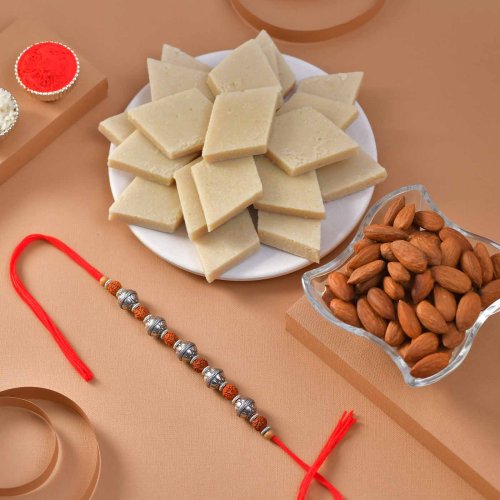 Single Rakhi With Kaju Katli And Almonds — image 1 of 1