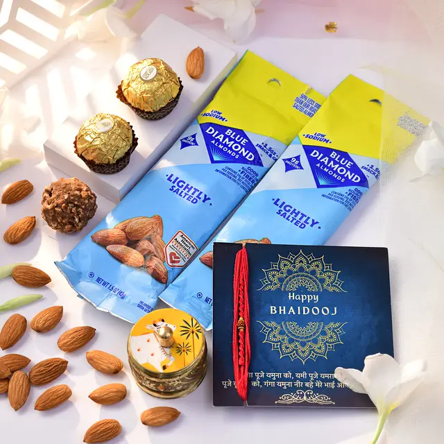 Bhai Dooj Ferrero, Almonds & Kumkum Box